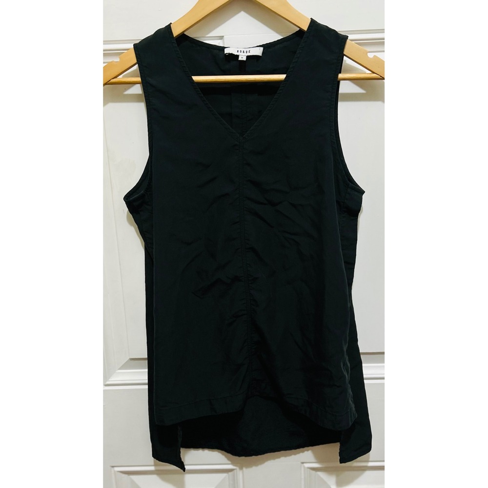 RO&DE Black‎ Sleeveless V-Neck Tank Top Minimalist Casual Blouse